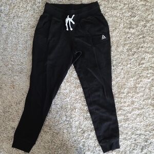 Reebok Black Jogger Sweatpants with White Drawstring
